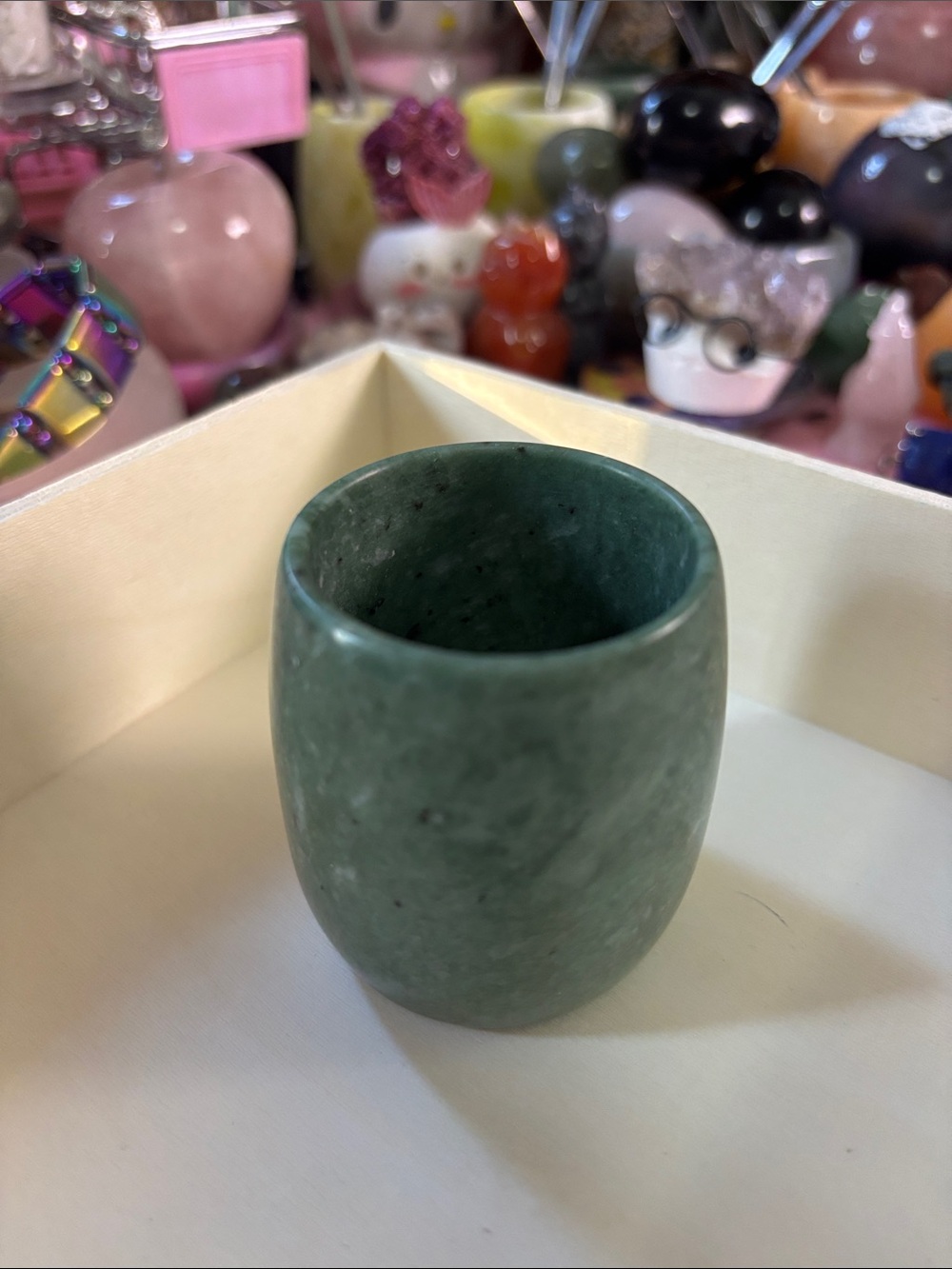 Green Jade Stone Cup - Polished Jade-Vessel